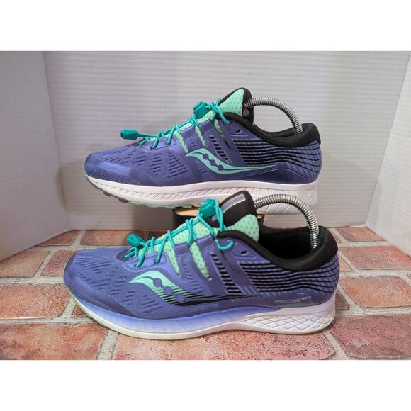 Saucony Ride ISO Everun Womens Size 10 Violet/Aqua Running Walking Athletic Shoe - Picture 4 of 9